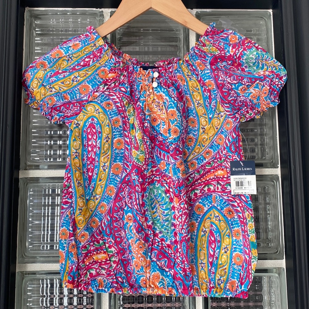 NWT Ralph Lauren Girls Cotton Paisley Blouse - size 4